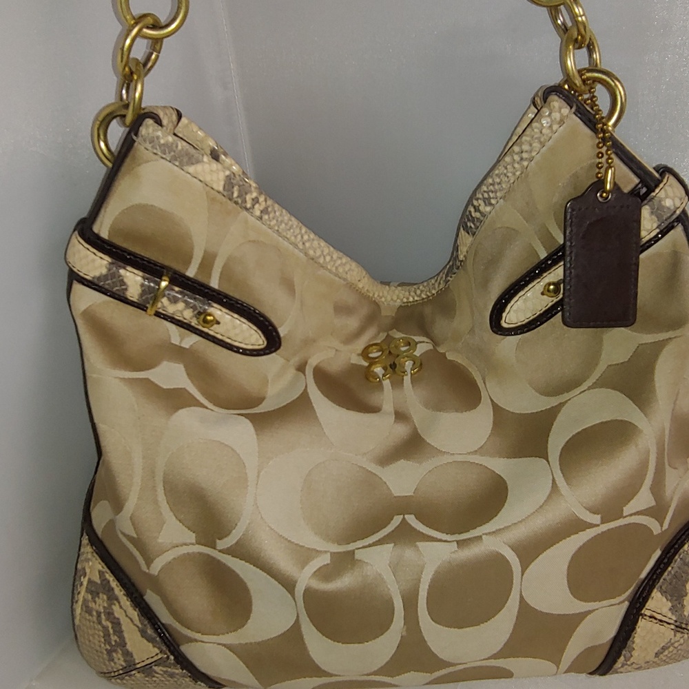 Coach satin snakeskin Colette hobo